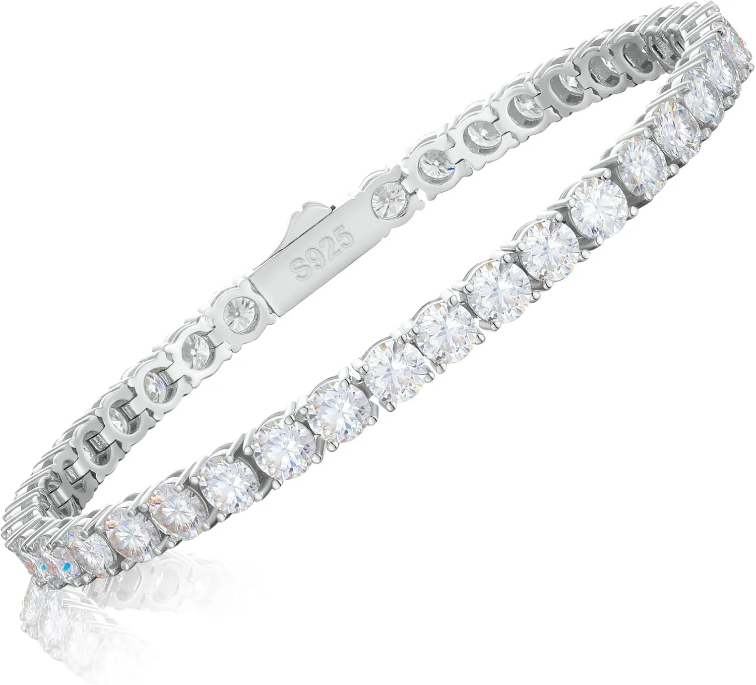 Moissanite Bracelet for Women 2/3/4/5MM Moissanite Tennis Bracelet Men 18K Gold Plated S925 Sterling Silver Bracelets 2.11-21.0CT D Color VVS1 Round Simulated Diamond Bracelets 6-8.5Inch Tennis Chain