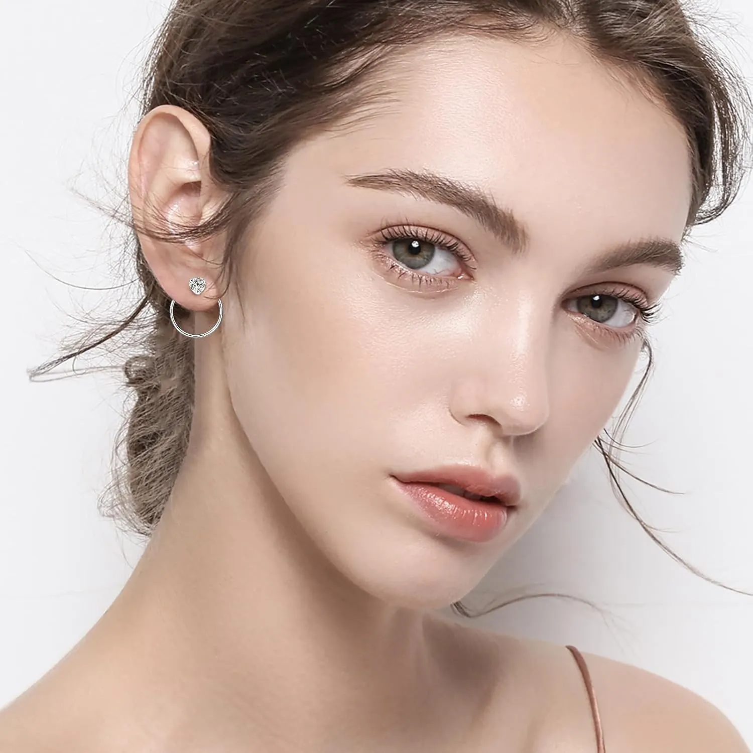 Moissanite Earring Front Back Ear Jackets Earrings for Women, 925 Sterling Silver Sparkling VVS1 Lab Create Diamond Spiral Twist Stud Earrings Hypoallergenic Minimalist Threader Hoops Jewelry for Sensitive Ear