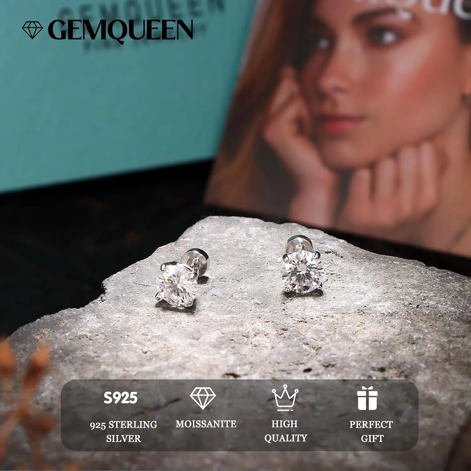 Moissanite Earrings Studs : D Color VVS1 Hypoallergenic 14K Gold Plated Flat Back 925 Sterling Silver Earring for Women Men Cartilage Helix Conch Piercing Jewelry Brilliant Round Cut 2-3CT