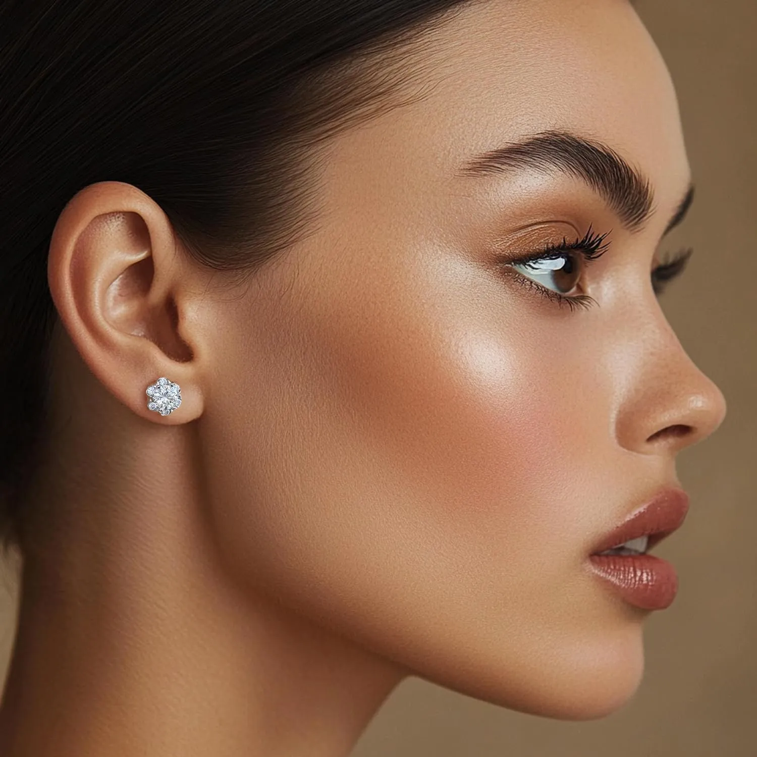 Moissanite Flower Stud Earrings for Women & Men 0.6CT-2CT D Color VVS1 18k White Gold Plated 925 Sterling Silver Hypoallergenic Earrings Lab-Grown Diamond Gift Jewelry with GRA Certification
