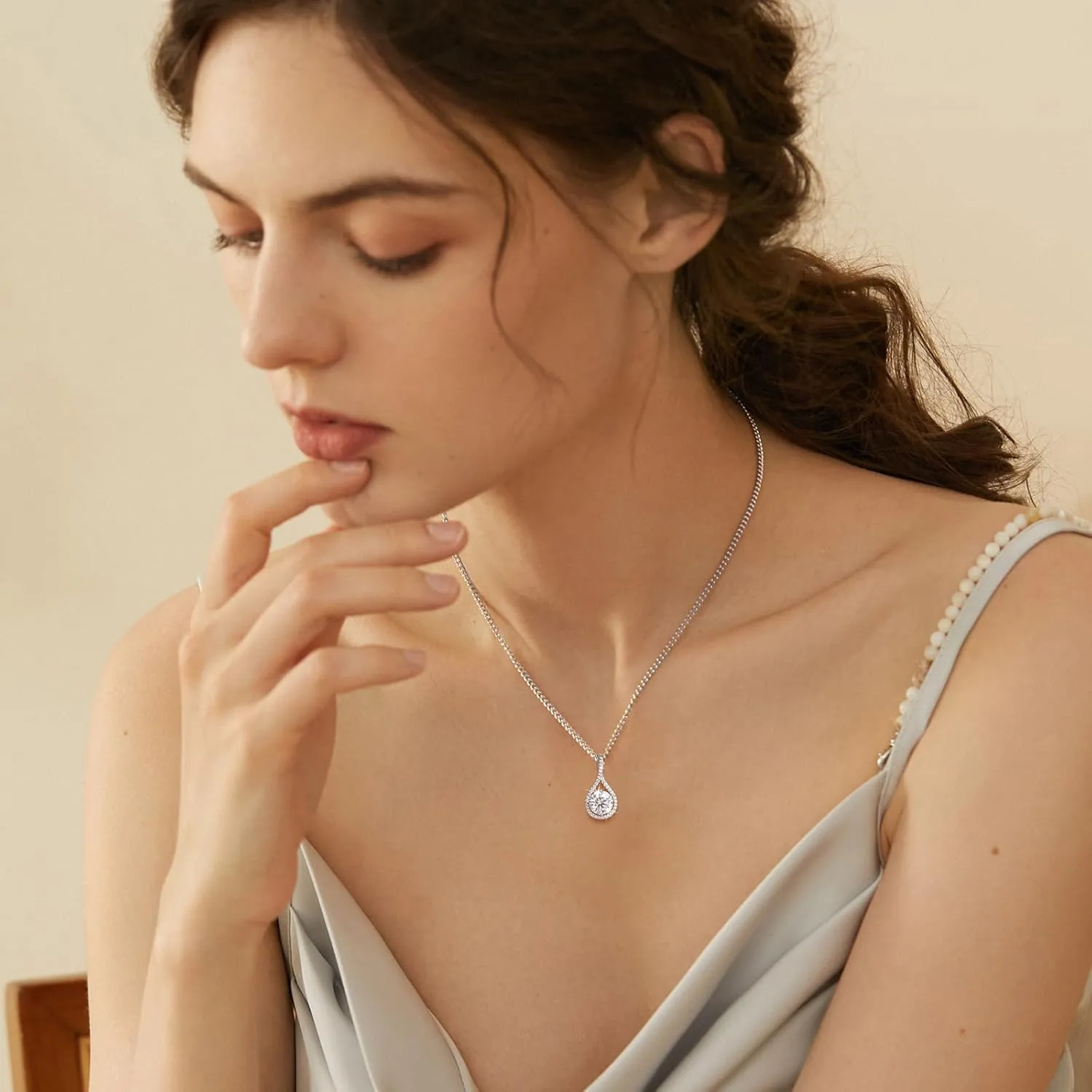 Moissanite Necklace Gift for Women, 925 Sterling Silver 18K White/Yellow Gold Plated 0.5-6.0CT Moissanite Pendant for Her, Anniversary Day, Birthday, Wedding - to My Wife, Mom