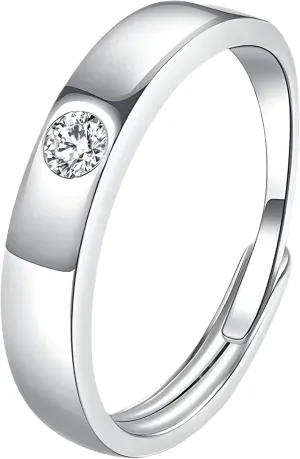 Moissanite rings for Women 925 Sterling Silver Men's Ring 0.2ct Moissanite Ring Couple Wedding Simple Promise 18k White Gold-N12