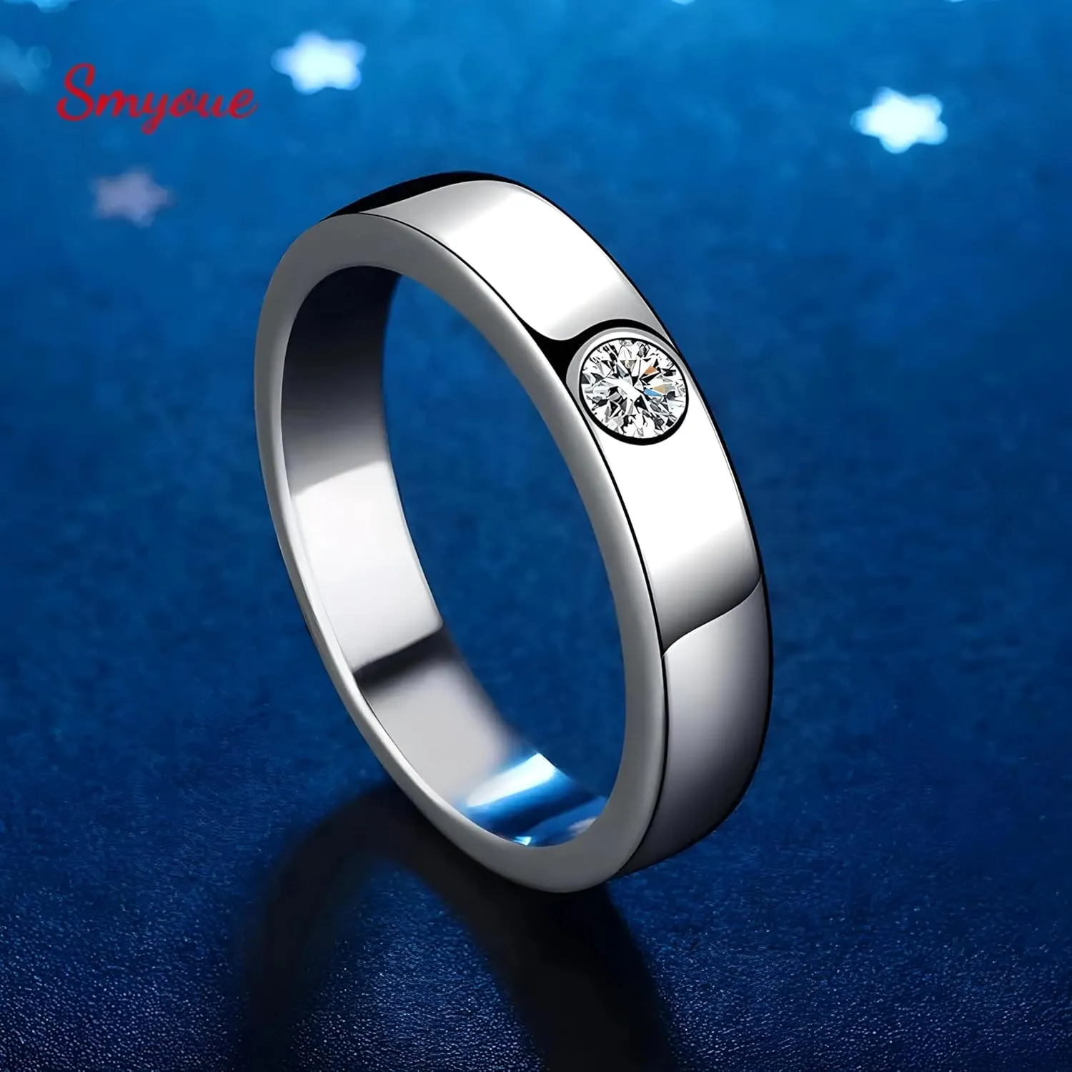 Moissanite rings for Women 925 Sterling Silver Men's Ring 0.2ct Moissanite Ring Couple Wedding Simple Promise 18k White Gold-N12