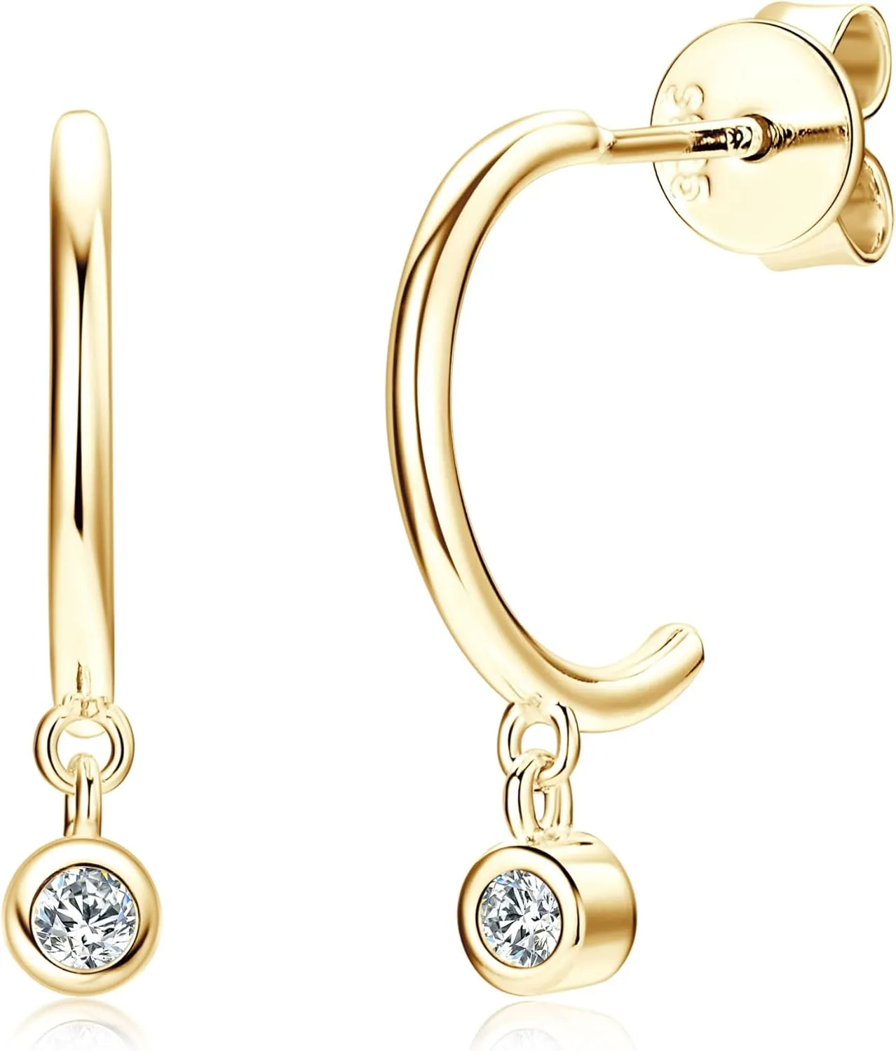 Moissanite Small Open Huggie Hoop Earrings, 925 Sterling Silver Dainty Tiny Drop Earring with Sparkling VVS1 Lab Grown Imitation Diamond Hypoallergenic Jewelry Valentine's Day Birthday Christmas Gift for Women