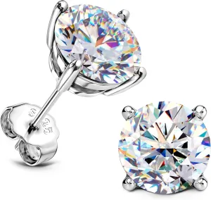 Moissanite Stud Earrings : 18K White Gold Plated Solid 925 Sterling Silver Earring Hypoallergenic Dainty Flat Back Stud Earrings Jewelry for Women Men D Color VVS1 Clarity