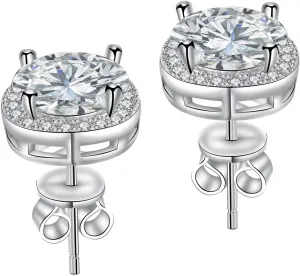 Moissanite Stud Earrings for Womens 3-4 Carat S925 Sterling Silver Earrings for Women D Color VVS1 Clarity Moissanite Earrings