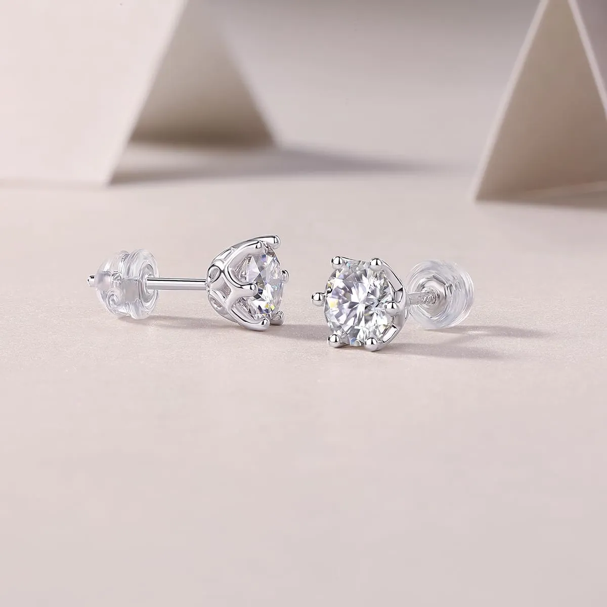 Moissanite stud earrings, S925 sterling silver gold plated, D color round cut VVS1 Moissanite, gift box, GRA certificate for loved ones elaborate gift