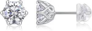 Moissanite stud earrings, S925 sterling silver gold plated, D color round cut VVS1 Moissanite, gift box, GRA certificate for loved ones elaborate gift