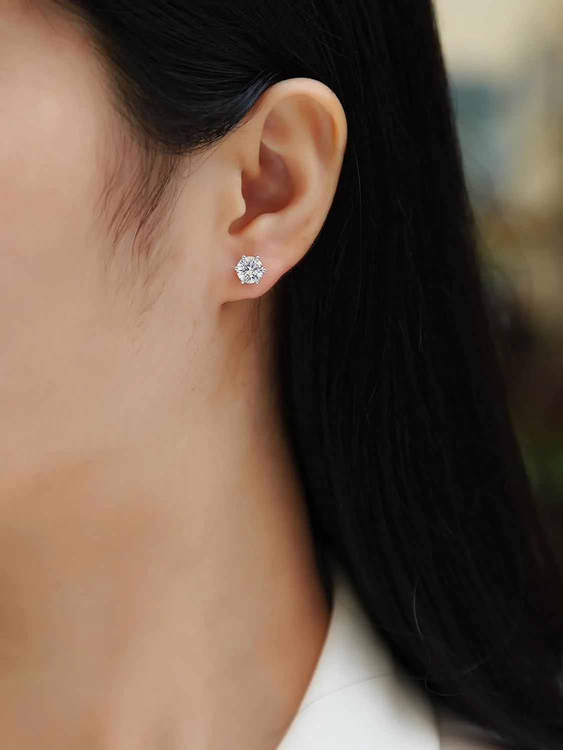 Moissanite stud earrings, S925 sterling silver gold plated, D color round cut VVS1 Moissanite, gift box, GRA certificate for loved ones elaborate gift