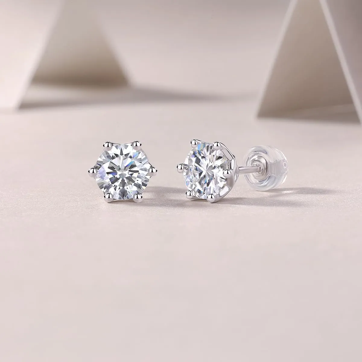 Moissanite stud earrings, S925 sterling silver gold plated, D color round cut VVS1 Moissanite, gift box, GRA certificate for loved ones elaborate gift