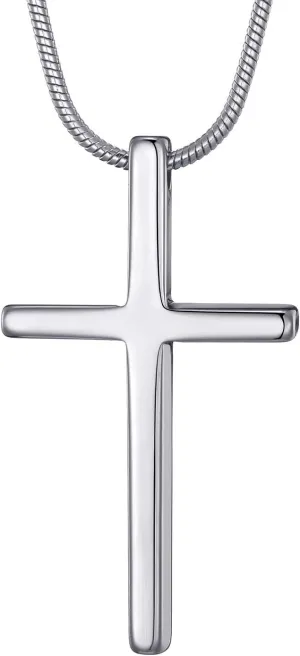 MOO&LEE Tungsten Carbide Simple Cross Necklace for Men and Women, Unisex Pendant with Stainless Steel Snake Chain
