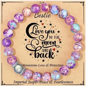        Moonstone Bracelets Colorful Imperial Jasper    Christmas Mother's Day Gifts for Mom Daughter Granddaughter Sister Niece Grandma
