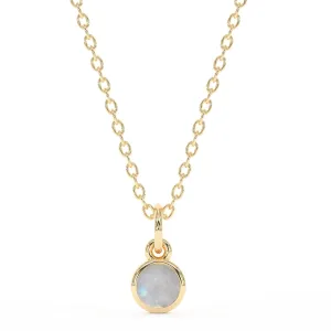 Moonstone Necklace for Women, Premium Gold Minimalist Round Necklaces - Tarnish Free 18K Gold Plated Certified S925 Classic Statement Necklace Gold Jewelry for Women - Mothers Day Gifts for Mom Wife