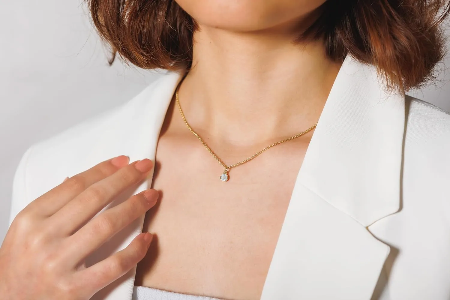 Moonstone Necklace for Women, Premium Gold Minimalist Round Necklaces - Tarnish Free 18K Gold Plated Certified S925 Classic Statement Necklace Gold Jewelry for Women - Mothers Day Gifts for Mom Wife