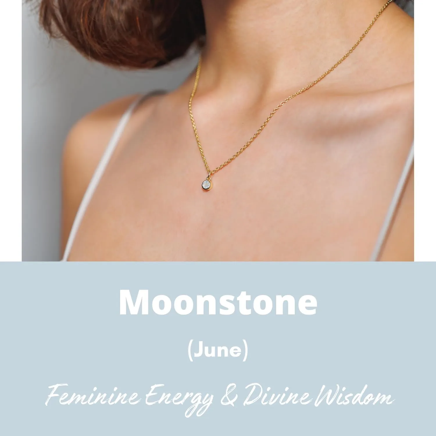 Moonstone Necklace for Women, Premium Gold Minimalist Round Necklaces - Tarnish Free 18K Gold Plated Certified S925 Classic Statement Necklace Gold Jewelry for Women - Mothers Day Gifts for Mom Wife