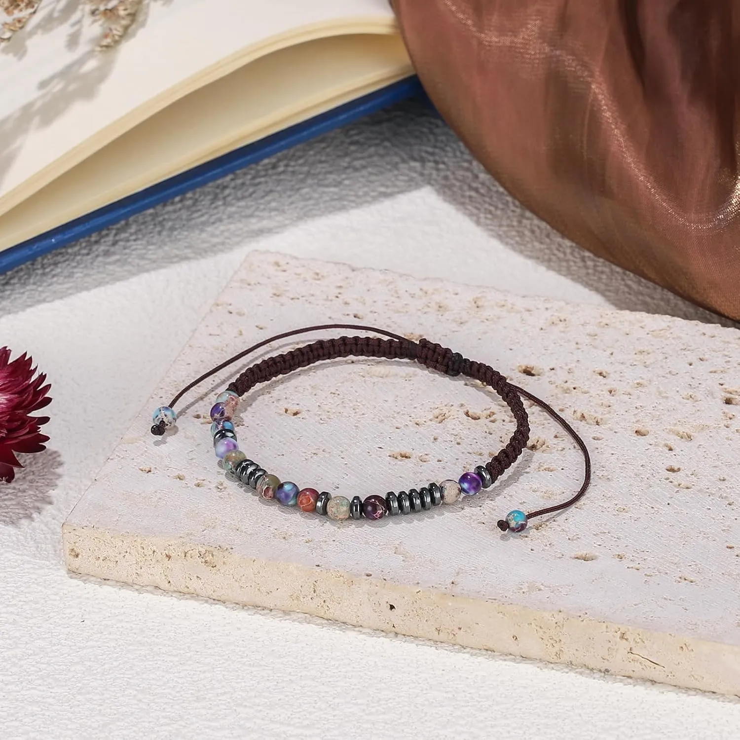 Morse Code Bracelets for Women Men Mothers Day Fathers Day Birthday Christmas Anniversary Memorial Graduation I Love You Tiger Eyes Imperial Stone Beads Bracelet Jewelry Gifts