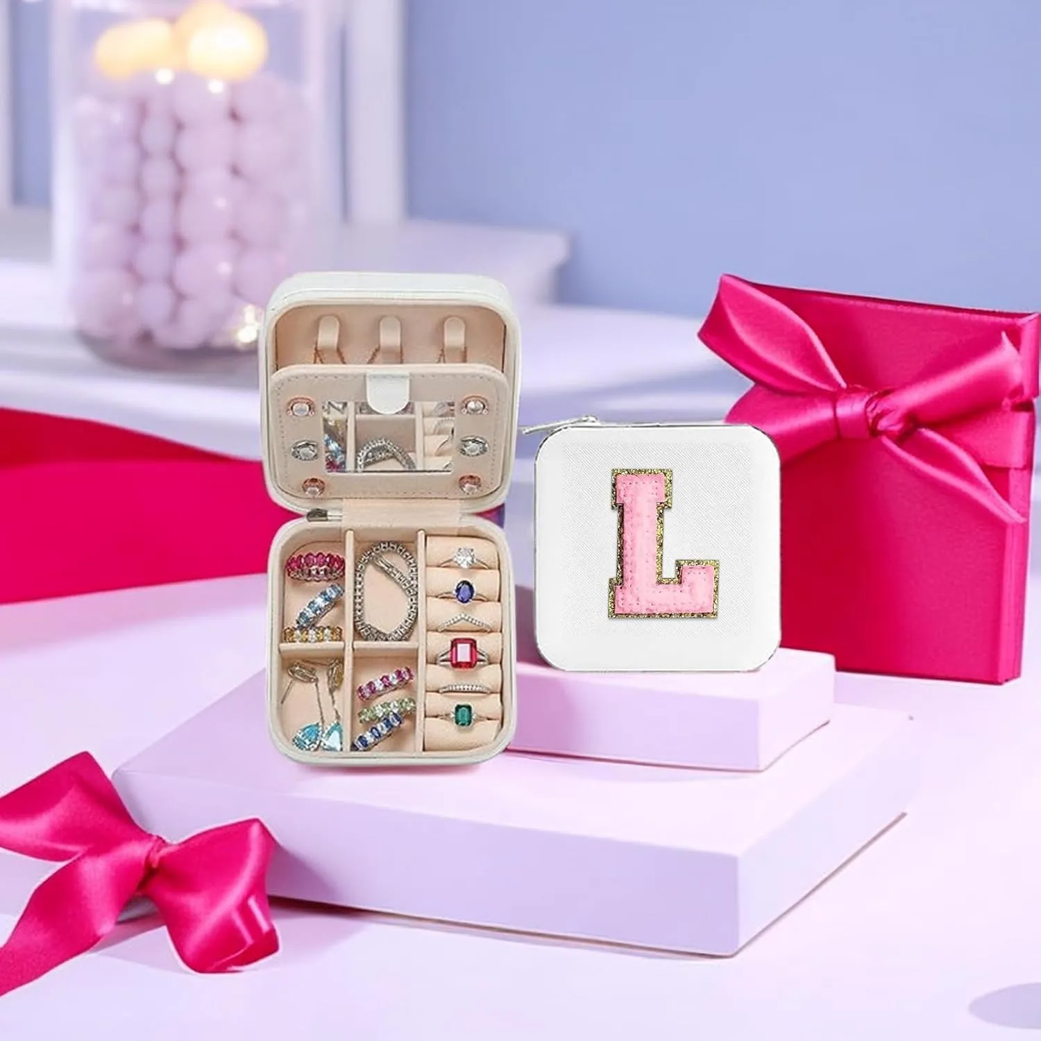 Mother's Day Gift Travel Jewelry Case Small Jewelry Box Personalized Bridesmaid Proposa Travel Jewelry Box Jewelry Holder Organizer