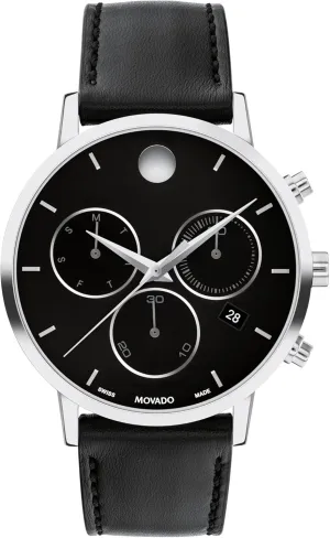Movado Museum Classic Men's Swiss Chronograph Watch with Quartz Movement, Calfskin Strap, Water Resistance 3ATM/30 Meters - Classic Luxury Timepiece - Gift for Him - 42mm
