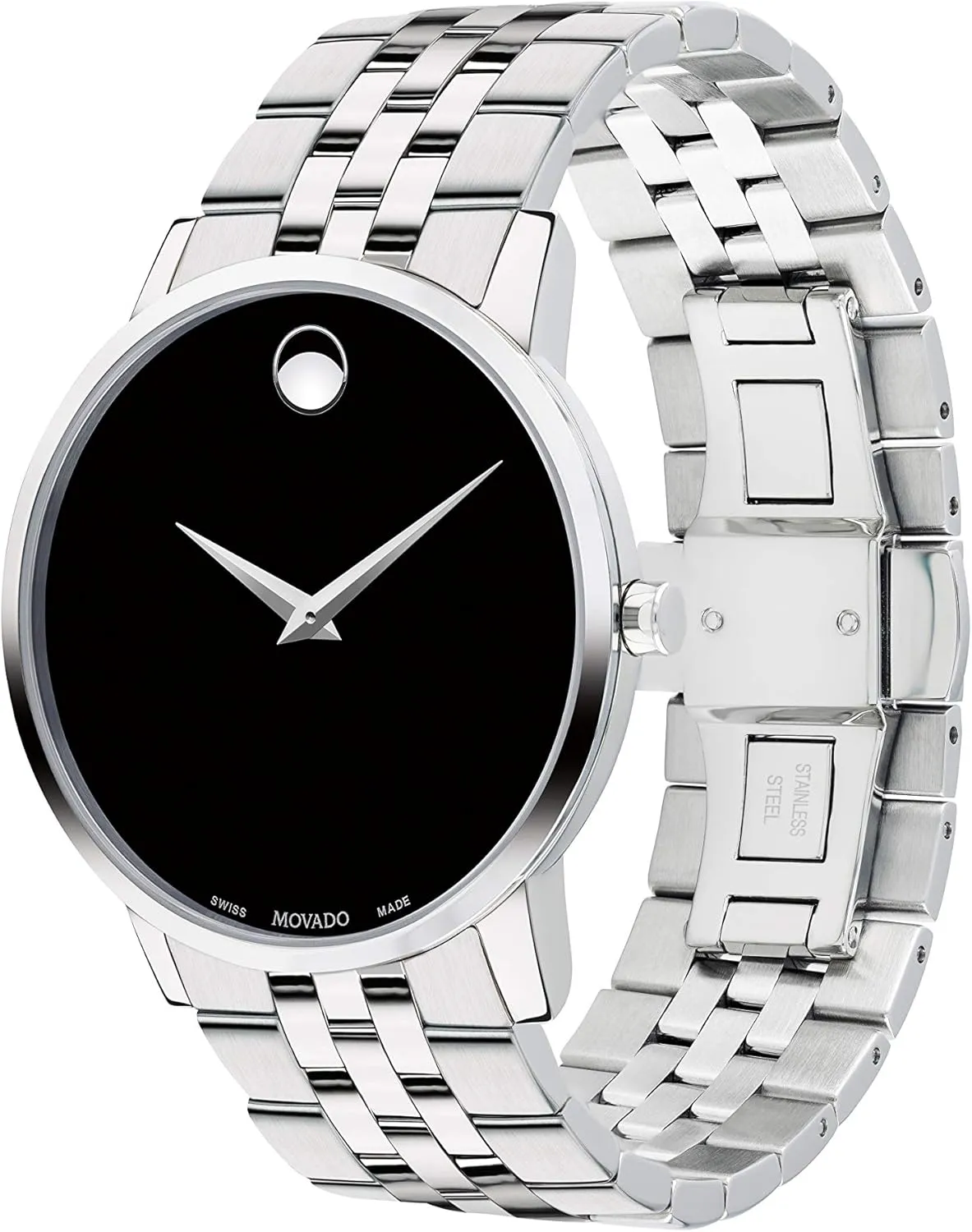 Movado Museum Classic Men's Swiss Quartz Watch - Stainless Steel, Link Bracelet - Water Resistance 3ATM/30 Meters - Classic Luxury Timepiece - Gift for Him - 40mm