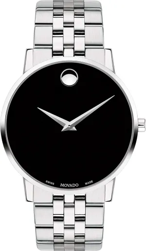Movado Museum Classic Men's Swiss Quartz Watch - Stainless Steel, Link Bracelet - Water Resistance 3ATM/30 Meters - Classic Luxury Timepiece - Gift for Him - 40mm