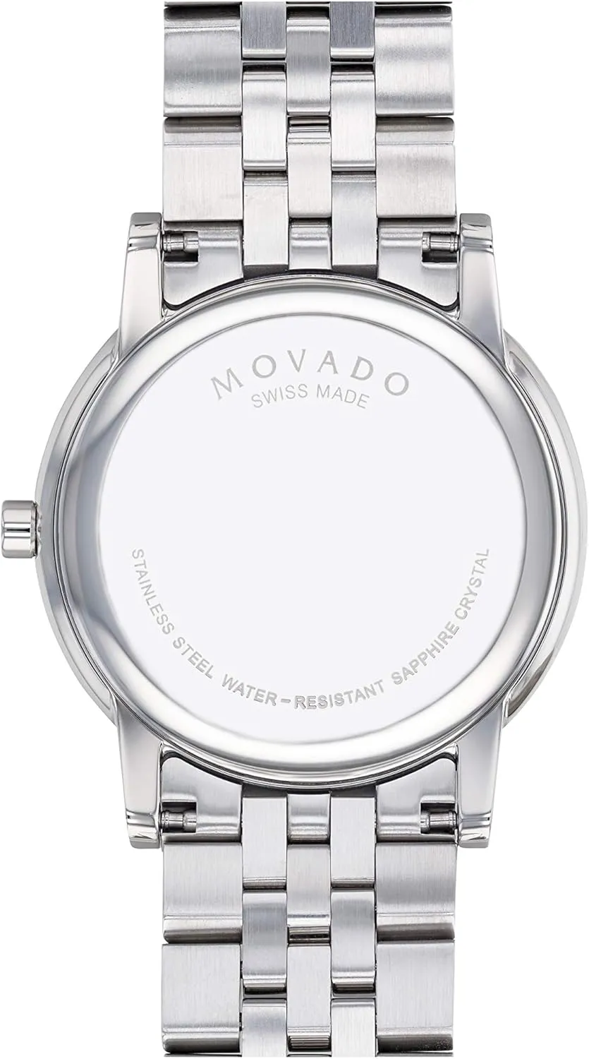 Movado Museum Classic Men's Swiss Quartz Watch - Stainless Steel, Link Bracelet - Water Resistance 3ATM/30 Meters - Classic Luxury Timepiece - Gift for Him - 40mm