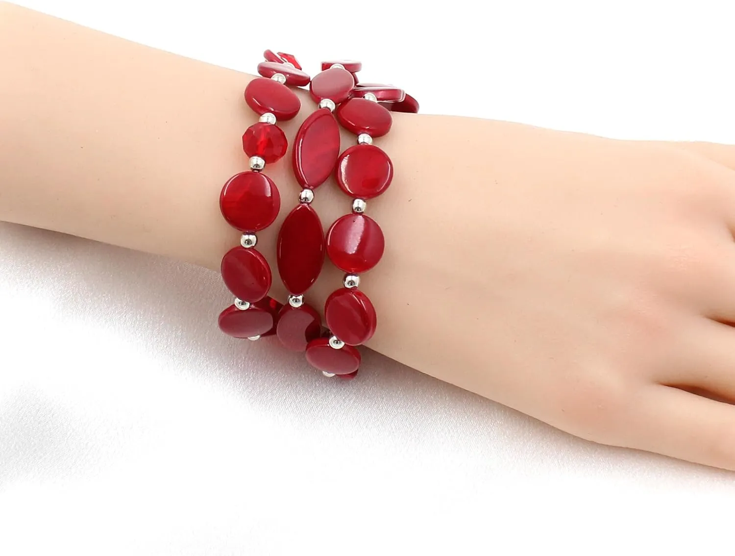 Multi Layered Stretch Bracelet for Women Shell Stackable Beaded Bracelet Boho Colorful Western Jewelry Elastic Bracelet for Trendy Gift
