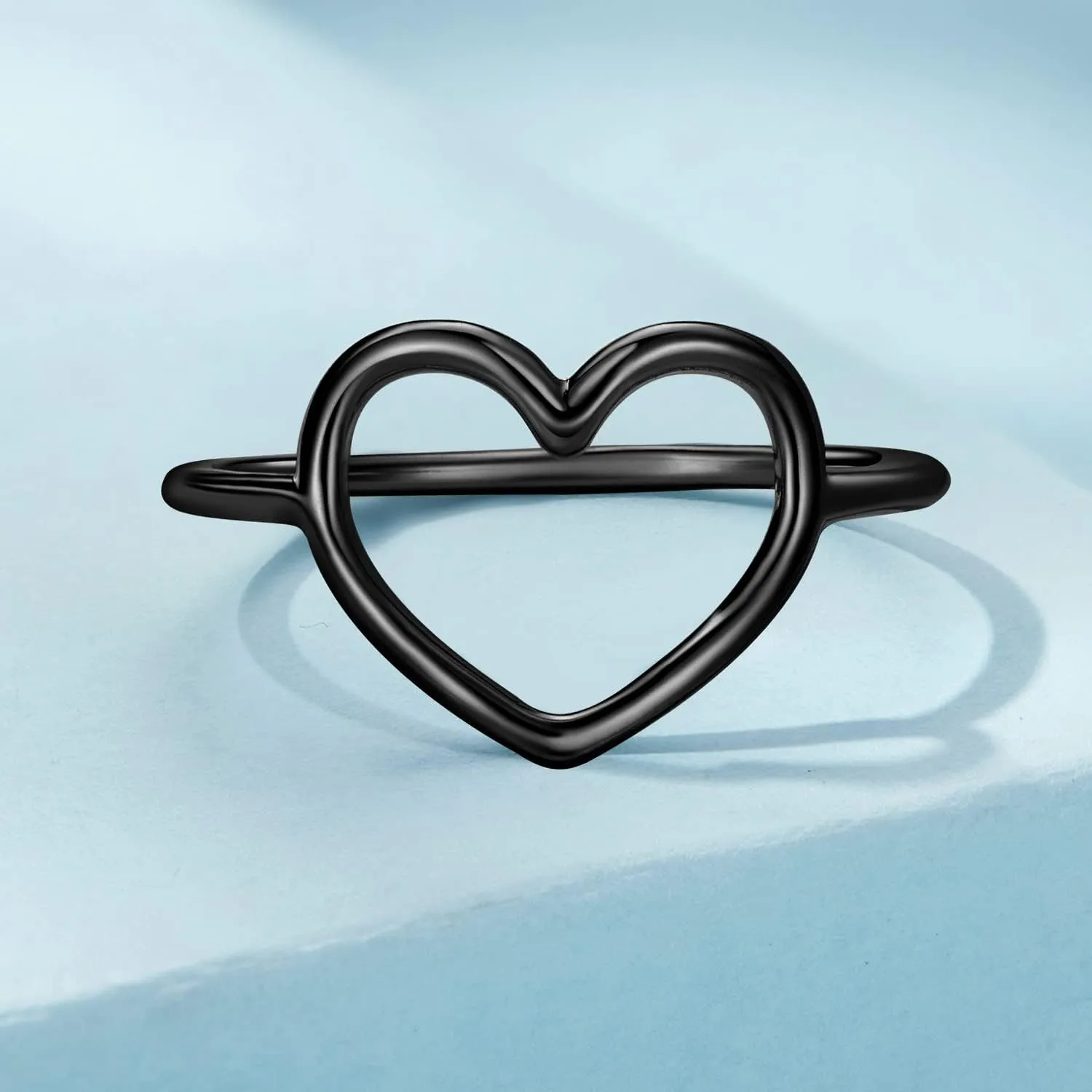 MUNDELL Sterling Silver 925 Simple Minimalist Heart Finger Rings for Women Wedding Engagement Statement Jewelry