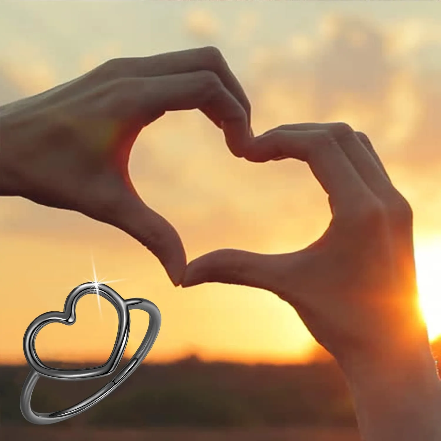 MUNDELL Sterling Silver 925 Simple Minimalist Heart Finger Rings for Women Wedding Engagement Statement Jewelry