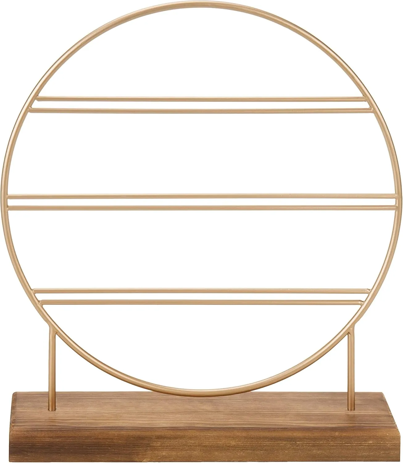 MyGift Freestanding Metal Rotating Jewelry Stand Organizer Display Tree with 24 Hooks for Bracelets, Necklaces, Hoop Earrings (Brass)