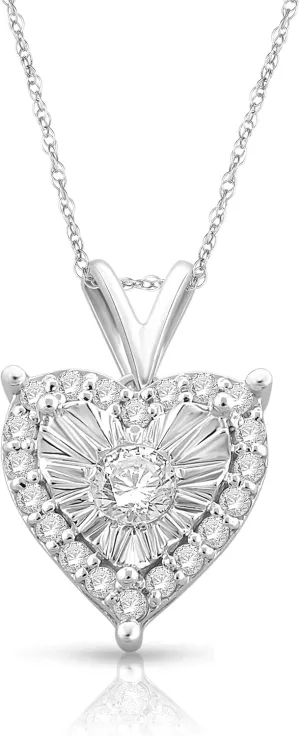Natalia Drake 1/4 Cttw Heart Shaped Diamond Jewelry Earrings for Women or Womens Necklace in 925 Sterling Silver