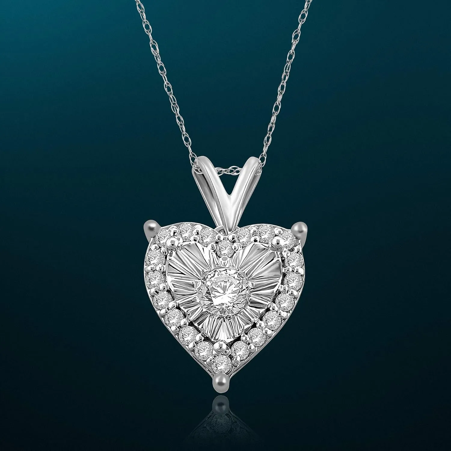 Natalia Drake 1/4 Cttw Heart Shaped Diamond Jewelry Earrings for Women or Womens Necklace in 925 Sterling Silver
