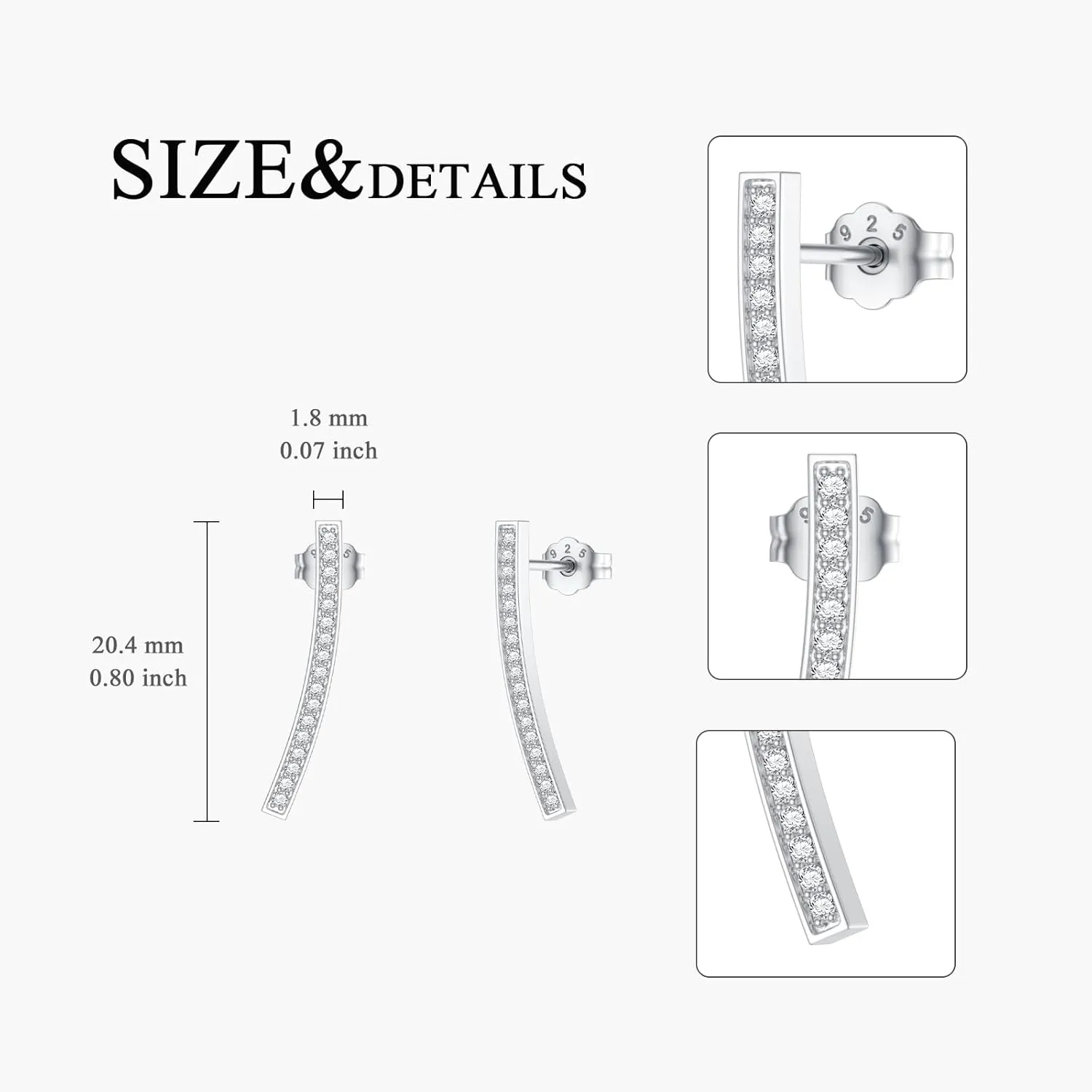 Natural Diamond Stud Earrings Mini Bar, Lightning, Triangle, Butterfly Tiny Diamond Stud Earrings for Women Sterling Silver Jewelry Gift for Her