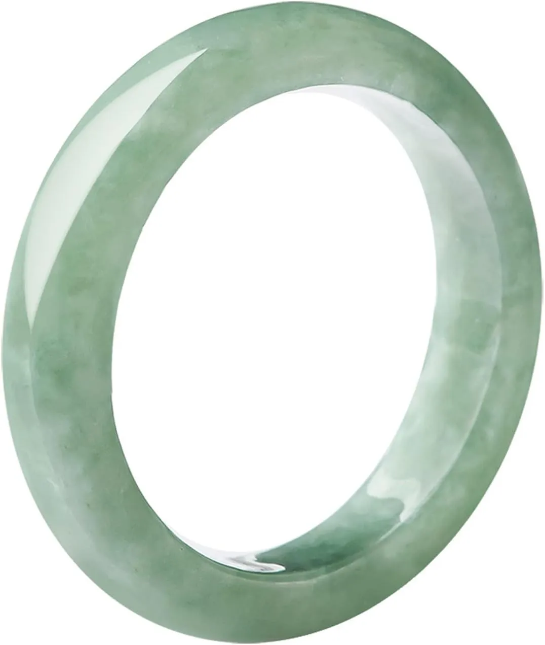 Natural Light Green Jade Ring(Size:3-13), A Grade Green Slim Jade Rings for Women 100% Real Stone Jade Band Ring Simple Gemstone Ring Jewelry Gift