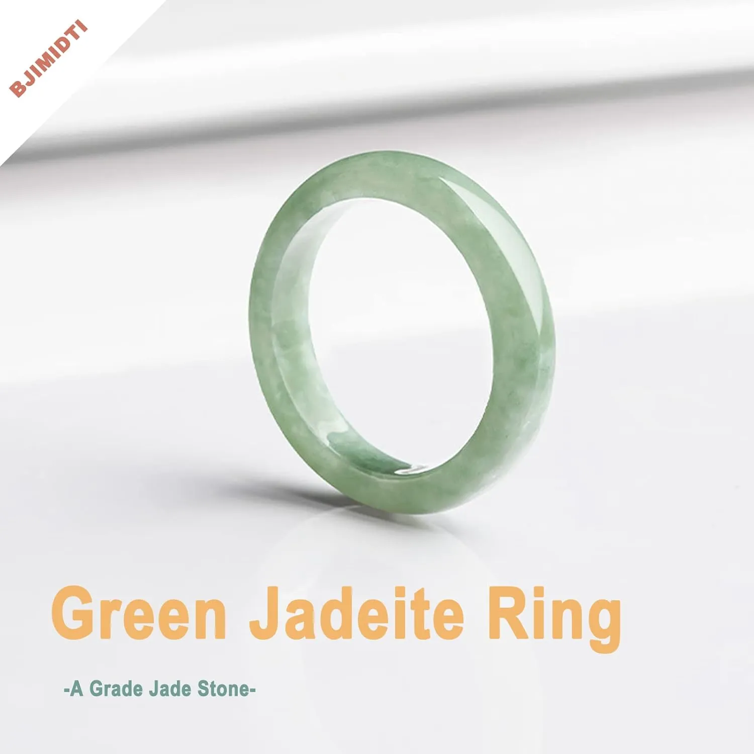 Natural Light Green Jade Ring(Size:3-13), A Grade Green Slim Jade Rings for Women 100% Real Stone Jade Band Ring Simple Gemstone Ring Jewelry Gift