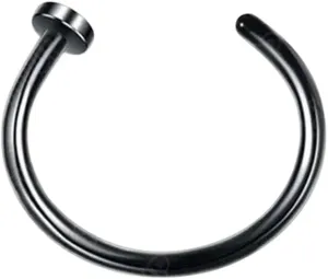 New 2025 Astm F136 Titanium D Shaped Nose Piercing Implant Grade Titanium Gothic Pierced Nose Ring 18G 20G Classic Piercing Body Jewelry Gift Fashion Trendy Accessories Creative