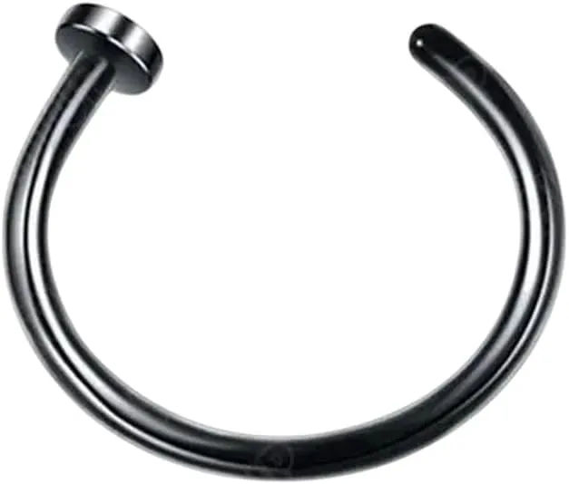 New 2025 Astm F136 Titanium D Shaped Nose Piercing Implant Grade Titanium Gothic Pierced Nose Ring 18G 20G Classic Piercing Body Jewelry Gift Fashion Trendy Accessories Creative