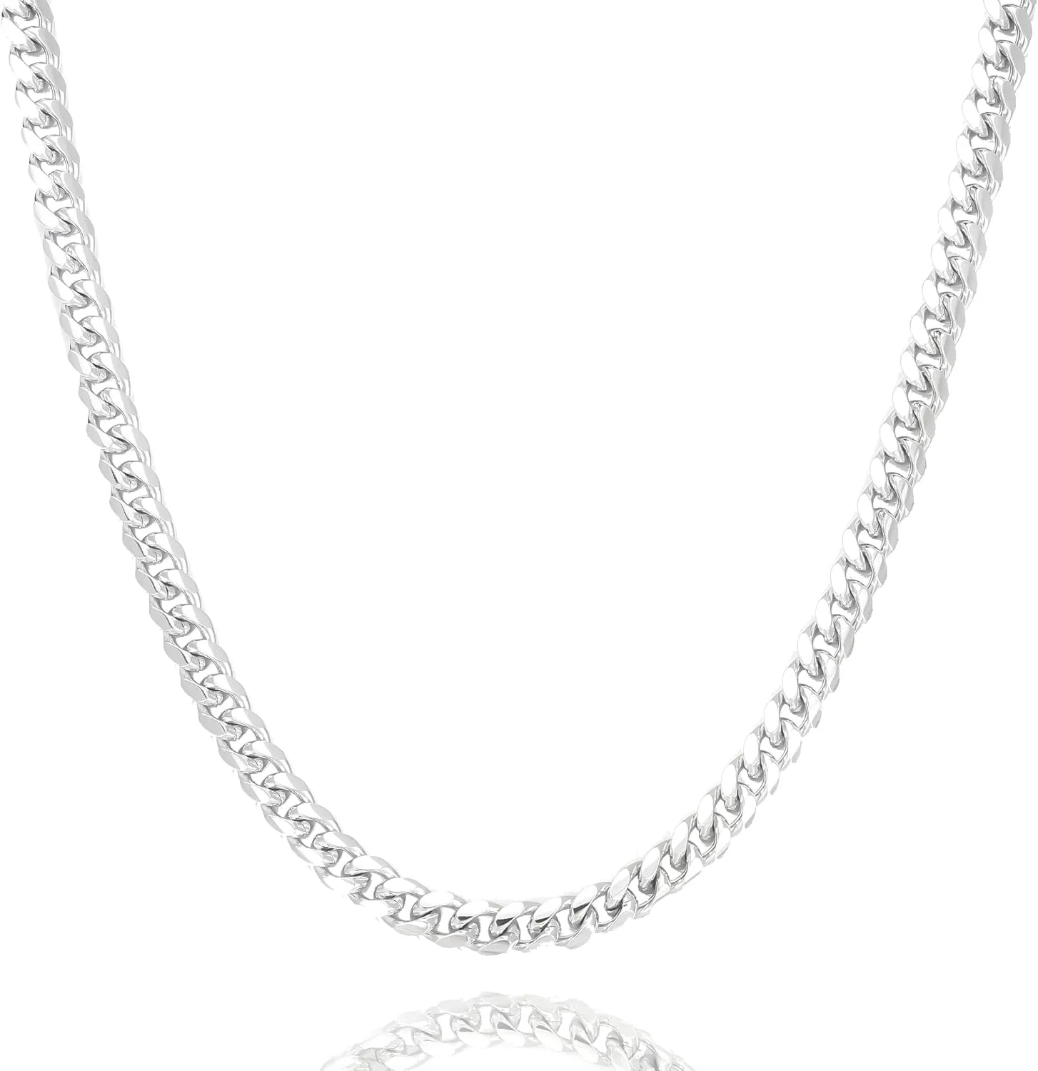 nometo Solid 925 Sterling Silver Cuban Chain Lobster Clasp 3.5mm 4mm 5mm Silver Chain for Men Silver Necklace Chain for Women 16/18/20/22/24/26/30 Inches