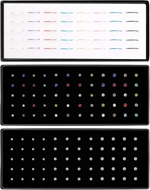 Nose Rings Studs and Hoops, Surgical Stainless Steel Hypoallergenic Nose Rings Set for Women Men, Straight/L/Screw Shaped and 1.5/2.0/2.5mm Rhinestone Nose Piercing Jewelry and Ideal Gift