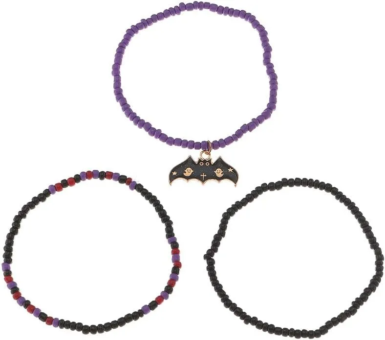 OIDIMS Halloween Bead Stretch Bracelets Set for Women Men Pumpkin Cat Spider Web Sead Beaded Stacking Bracelet Spooky BOO Vacation Adjustable Bangle Horror Theme Costumes Jewelry Friendship Gift
