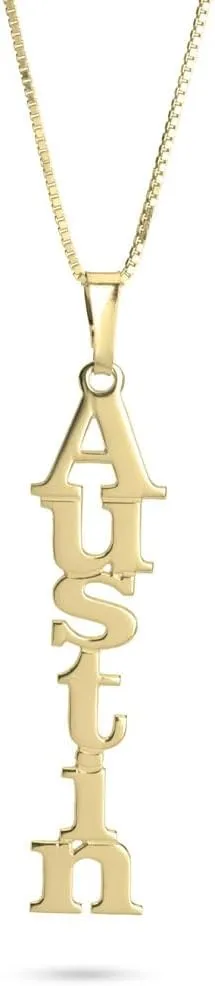 Onecklace - Vertical Name Necklace - Personalized Vertical Nameplate in Sterling Silver 925, Rose Gold & Gold Plating, 14K yellow & white gold - Custom Gift for Her, Sister, Wife, Girlfriend, Christmas