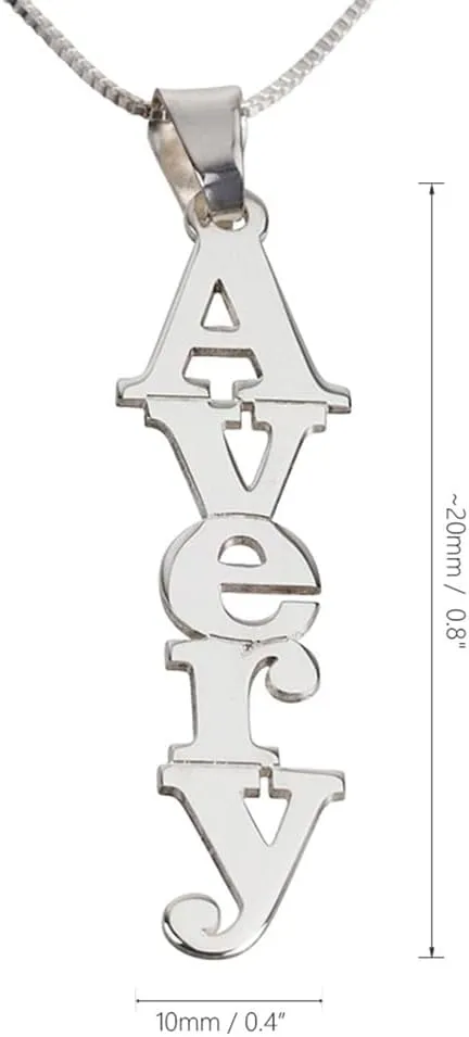 Onecklace - Vertical Name Necklace - Personalized Vertical Nameplate in Sterling Silver 925, Rose Gold & Gold Plating, 14K yellow & white gold - Custom Gift for Her, Sister, Wife, Girlfriend, Christmas