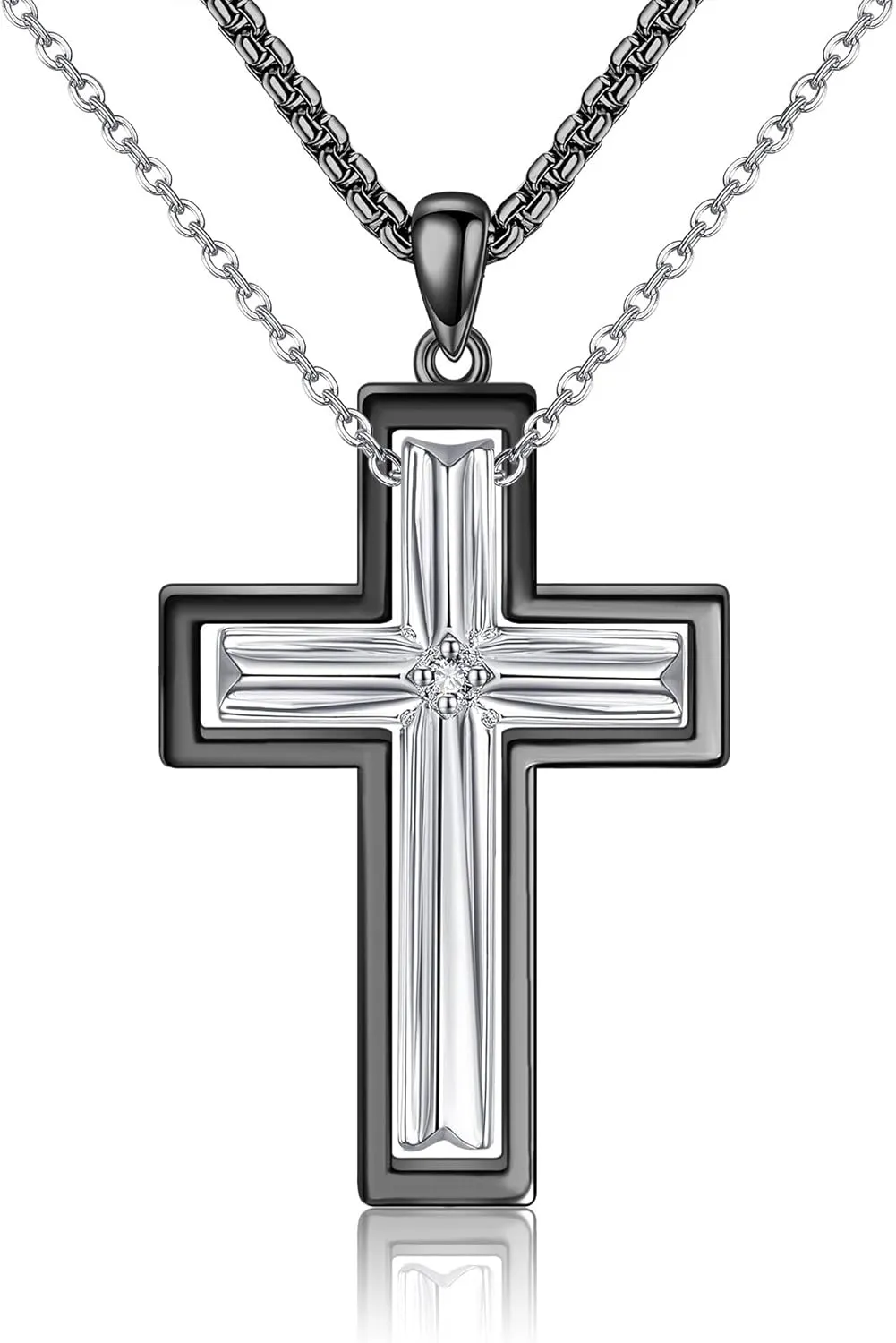 ONEFINITY Angel and Devil/Cross/Moon and Sun Couples Necklace Sterling Silver His and Hers Matching Necklace Heart Symbol of Love Pendant Couples Jewelry Gifts for Couple Her Him