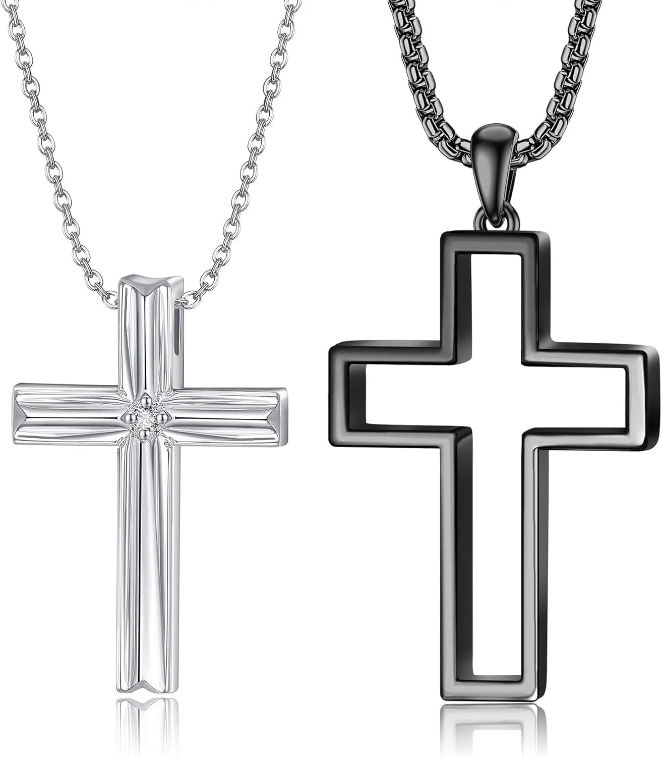 ONEFINITY Angel and Devil/Cross/Moon and Sun Couples Necklace Sterling Silver His and Hers Matching Necklace Heart Symbol of Love Pendant Couples Jewelry Gifts for Couple Her Him