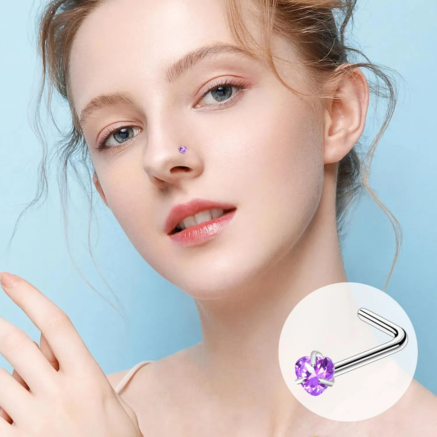 ONESING 36-44 Pcs 18G 20G Nose Rings Studs Nose Rings for Women Nose Piercings Jewelry Surgical Stainless Steel Nose Studs Moon Star Heart Butterfly Hypoallergenic Body Piercing Jewelry for Women Men