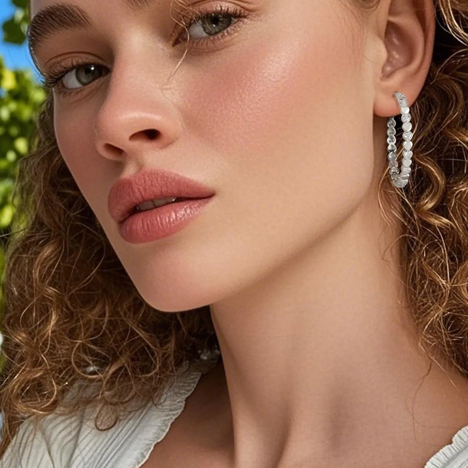 OOOPEL Heart Cubic Zirconia Large Hoop Earrings for Womens 925 Silver 14k Gold Plated Hypoallergenic Rhinestone Hoops Earring Sparkly Jewelry Gift 30/40/50/60mm