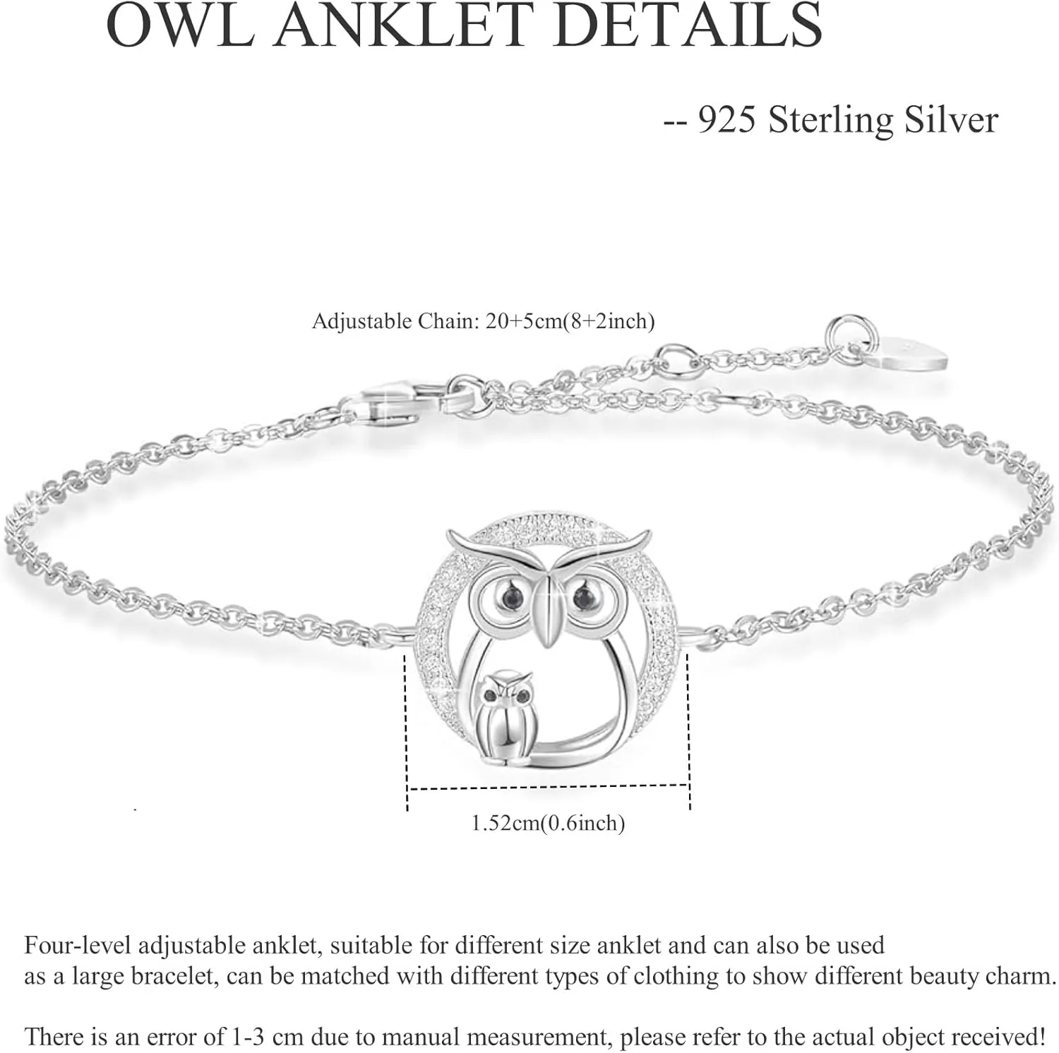 Opal Bracelet Anklet 925 Sterling Silver Adjustable Opal Turquoise Moonstone Bracelets for Women Opal Heart Bracelet Jewelry Gift for Birthday Christmas