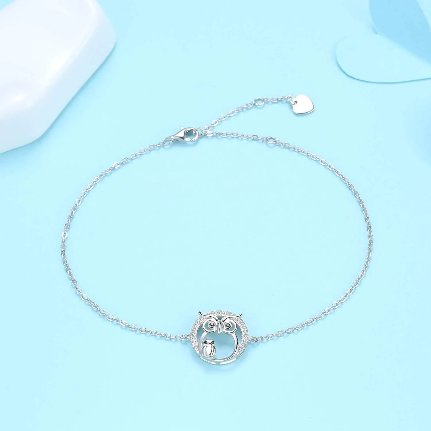Opal Bracelet Anklet 925 Sterling Silver Adjustable Opal Turquoise Moonstone Bracelets for Women Opal Heart Bracelet Jewelry Gift for Birthday Christmas