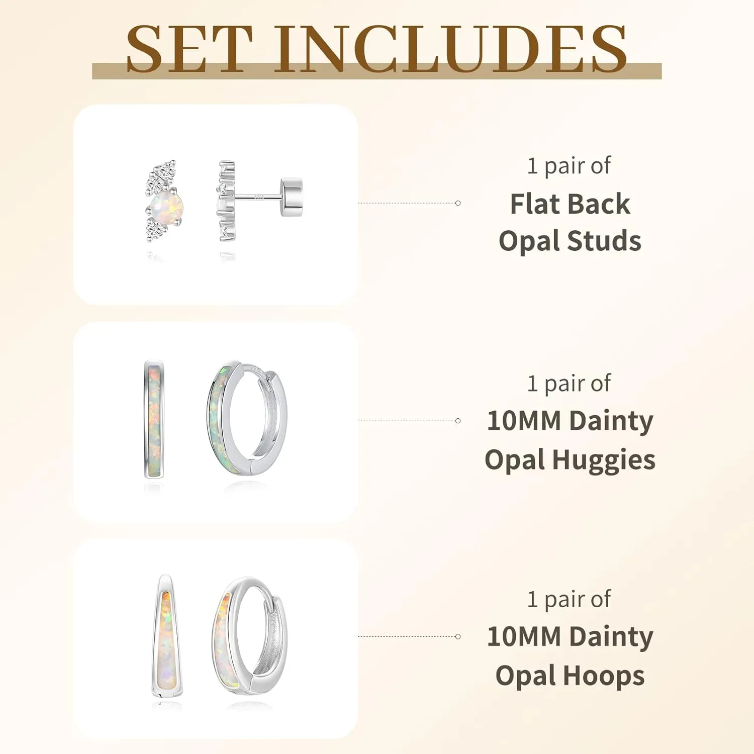 Opal Earrings Set for Women, Sterling Silver Hoop Earrings for Sensitive Ears, Dainty Trendy Opal Jewelry 2025, Birthday Gifts for Her/Yourself/Mom