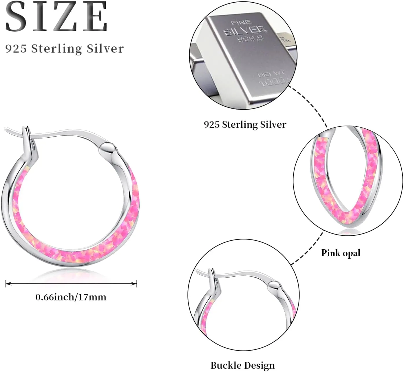 Opal Hoop Earrings for Women Girl 925 Sterling Silver Blue/White/Black/Green/Pink/Orange Opal Huggie Earrings Hypoallergenic Cartilage Hoops Earrings Opal Jewelry for Mother's Day