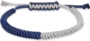 Ornaland Handmade Braided Bracelet Nylon Threads Two-Color Weave Rope Surfer Bracelets Adjustable Friendship Cord Bracelet Charms for Women Men Gift
